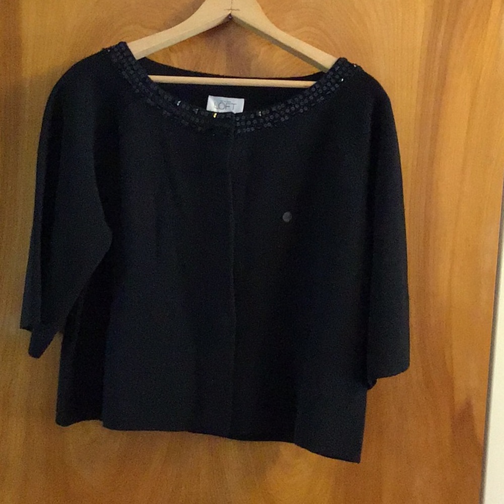 Black 3/4 length sweater with sequin collar
